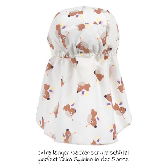 Lässig Schirmmütze mit Nackenschutz LSF Sun Protection Flap Hat - Ice Cream / Dog - Sea Salt - Gr. 45-47