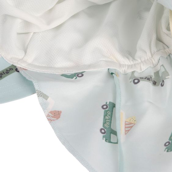 Lässig Sun cap with neck protection LSF Sun Protection Flap Hat - Ice Cream Truck - Illusion Blue - Size: 41-44