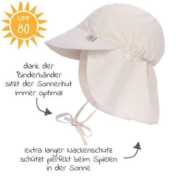 Lässig Cappello a falde con protezione del collo SPF Cappello a falde con protezione solare - Bianco sporco - Taglia 43/45