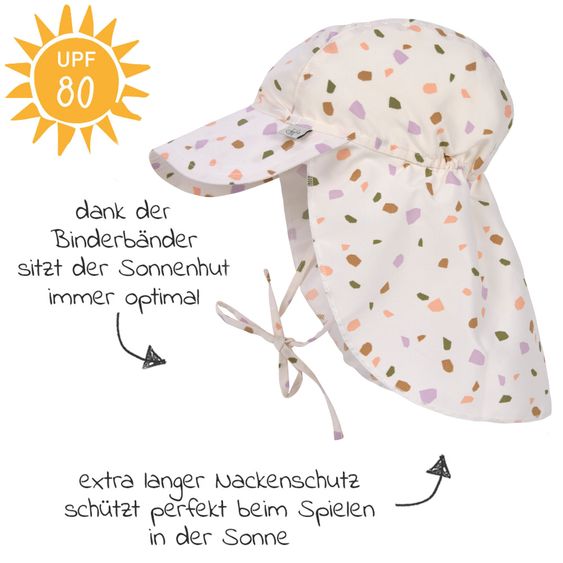 Lässig Schirmmütze mit Nackenschutz LSF Sun Protection Flap Hat - Pebbles - Multicolor / Milky - Gr. 43/45