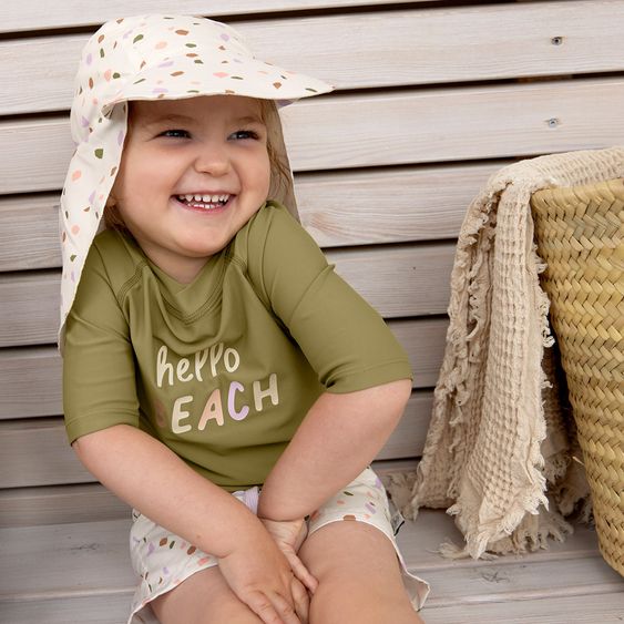 Lässig Schirmmütze mit Nackenschutz LSF Sun Protection Flap Hat - Pebbles - Multicolor / Milky - Gr. 43/45
