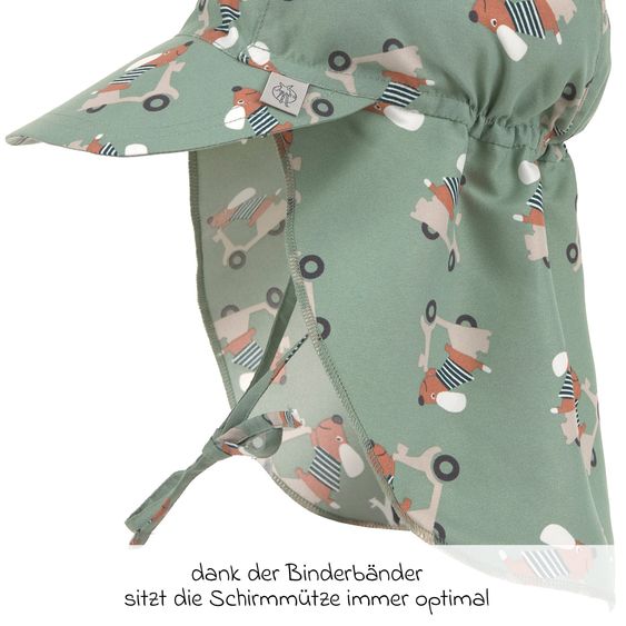 Lässig Schirmmütze mit Nackenschutz LSF Sun Protection Flap Hat - Scooter / Dog - Green - Gr. 45-47