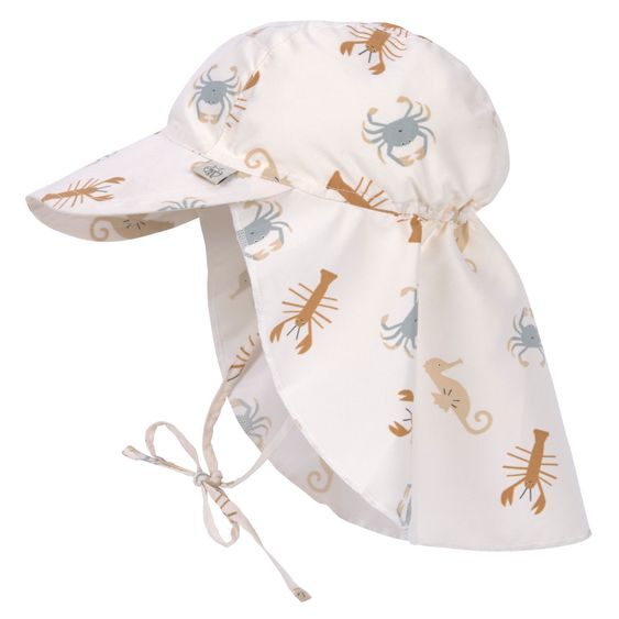 Lässig Schirmmütze mit Nackenschutz LSF Sun Protection Flap Hat - Sea Animals - Milky - Gr. 43/45