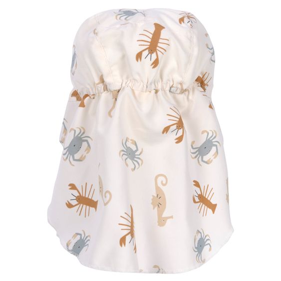 Lässig Schirmmütze mit Nackenschutz LSF Sun Protection Flap Hat - Sea Animals - Milky - Gr. 43/45