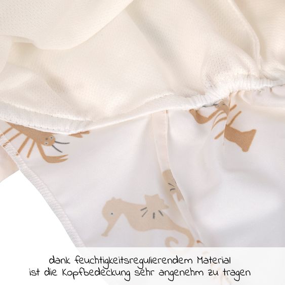 Lässig Schirmmütze mit Nackenschutz LSF Sun Protection Flap Hat - Sea Animals - Milky - Gr. 43/45