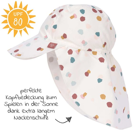 Lässig Schirmmütze mit Nackenschutz LSF Sun Protection Flap Hat - Spotted White - Gr. 43/45