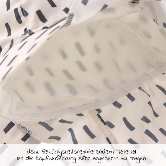 Lässig Schirmmütze mit Nackenschutz LSF Sun Protection Flap Hat - Strokes Offwhite Grey - Gr. 43/45