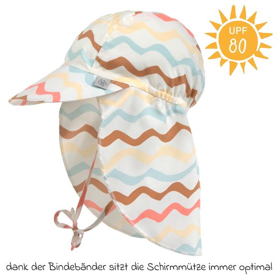 Lässig Schirmmütze mit Nackenschutz LSF Sun Protection Flap Hat - Wave - Sea Salt - Gr. 43/45