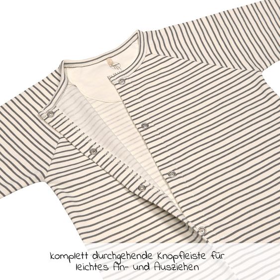 Lässig Schlafanzug Pyjama aus Bio-Baumwolle - Striped Grey Anthracite - Gr. 50/56