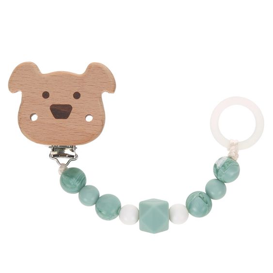 Lässig Catena con ciuccio in legno e silicone - Little Chums Dog