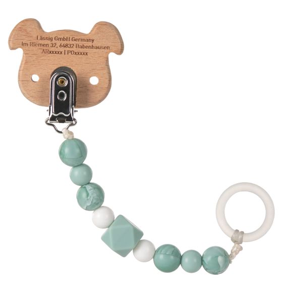 Lässig Catena con ciuccio in legno e silicone - Little Chums Dog