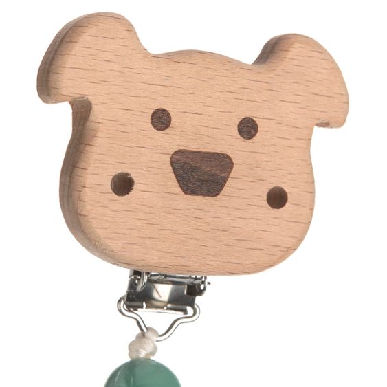 Lässig Catena con ciuccio in legno e silicone - Little Chums Dog