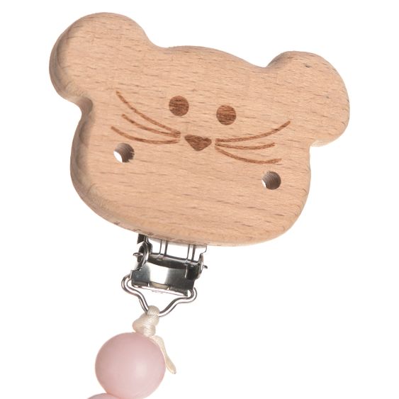 Lässig Schnullerkette aus Holz und Silikon - Little Chums Mouse