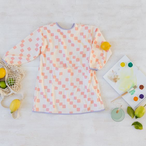 Lässig Schürze / Ärmel-Lätzchen Long Sleeve Apron - Happy Fruits - Peach