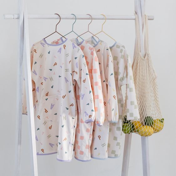 Lässig Schürze / Ärmel-Lätzchen Long Sleeve Apron - Happy Fruits - Peach