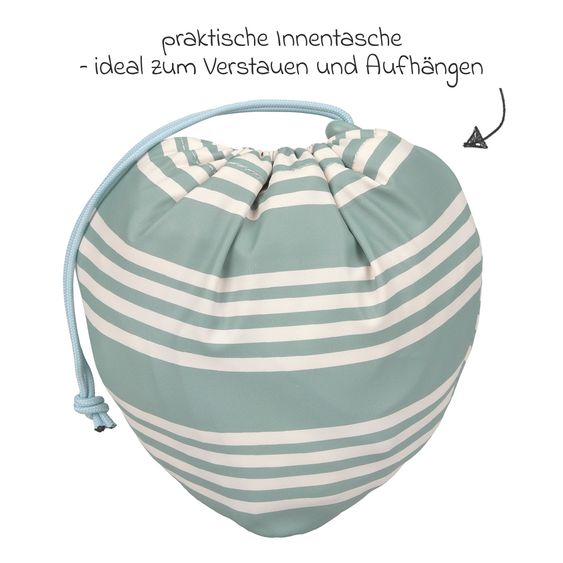 Lässig Grembiule / Bavaglino con maniche Grembiule a maniche lunghe - Tiny Team Striped - Granite Green