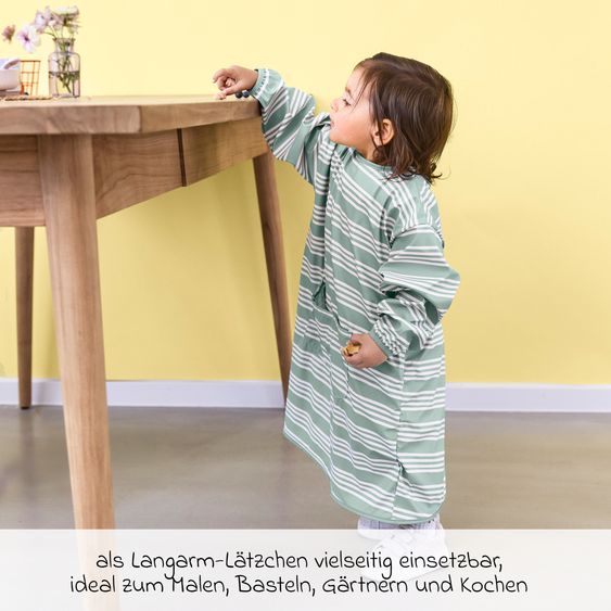 Lässig Grembiule / Bavaglino con maniche Grembiule a maniche lunghe - Tiny Team Striped - Granite Green