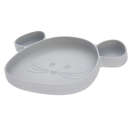 Lässig Silikon-Esslern-Teller - Little Chums Mouse - Grey