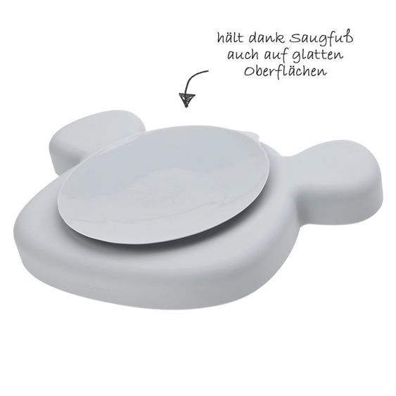 Lässig Silikon-Esslern-Teller - Little Chums Mouse - Grey