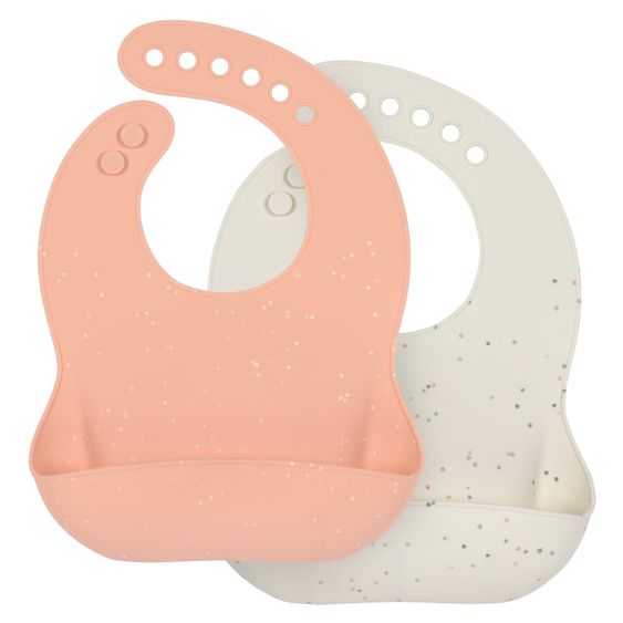 Lässig Silicone bib 2-pack - Apricot / Nature