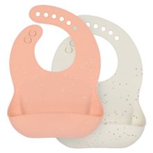 Silicone bib 2-pack - Apricot / Nature