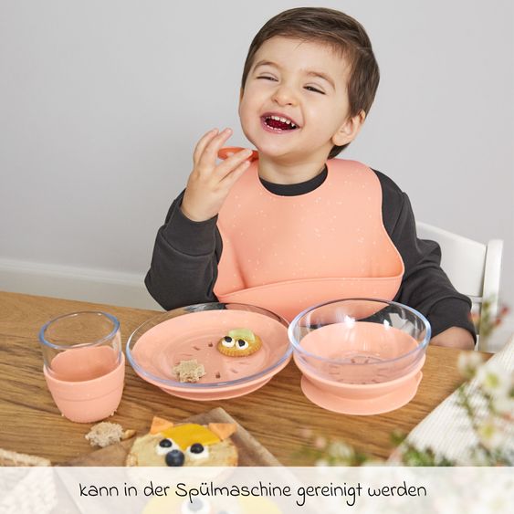 Lässig Silicone bib 2-pack - Apricot / Nature