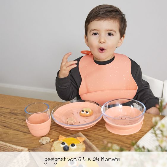 Lässig Silicone bib 2-pack - Apricot / Nature