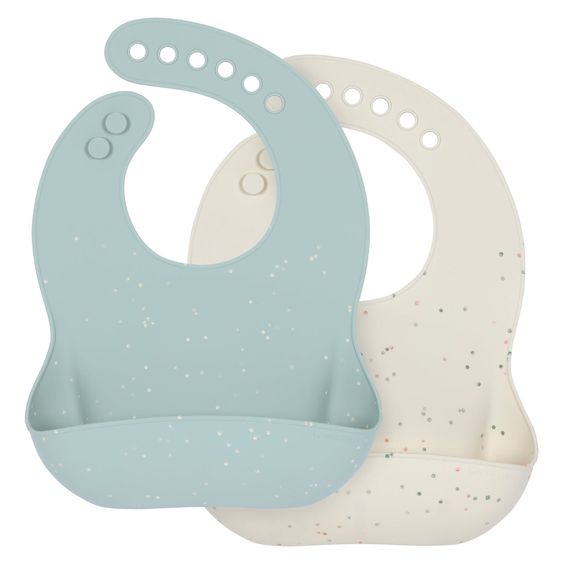 Lässig Silicone bib 2-pack - Blue / Nature