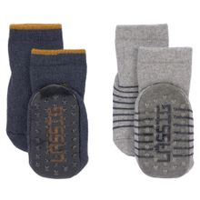 Socken 2er Pack Anti-Slip aus Bio-Baumwolle - Blue Grey - Gr. 15-18