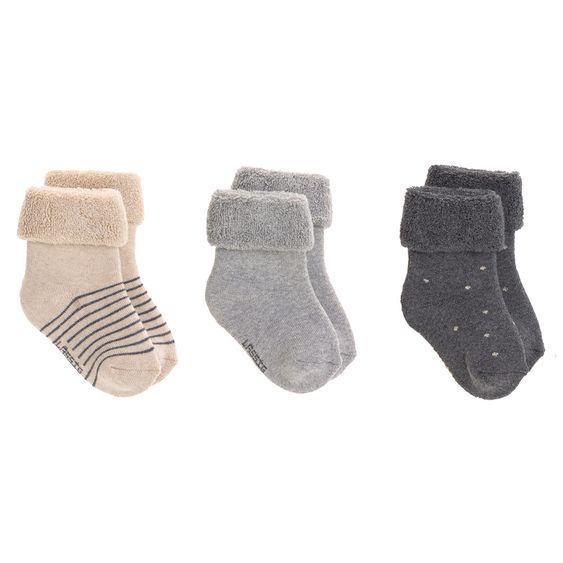 Lässig Socken 3er Pack aus Bio-Baumwolle - Grey - Gr. 12-14
