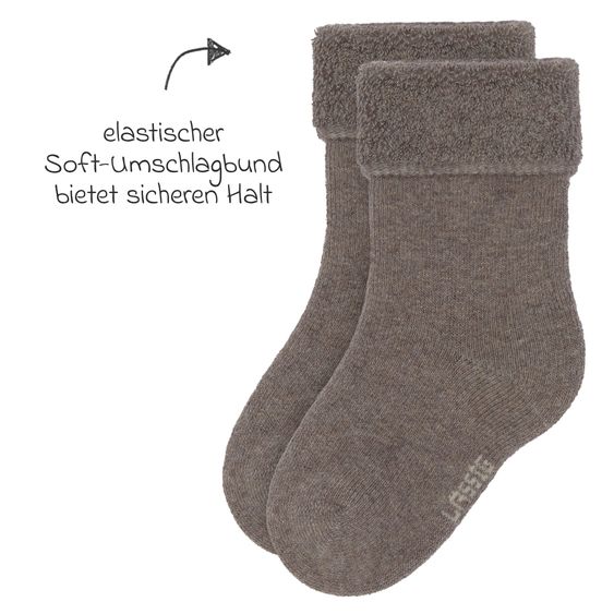 Lässig Terry socks 3-pack made from organic cotton - Brown / Beige - Sizes 15-18