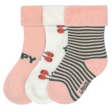 Babysocken 3er Pack Terry aus Bio-Baumwolle - Cherry - Peach - Gr. 15-18