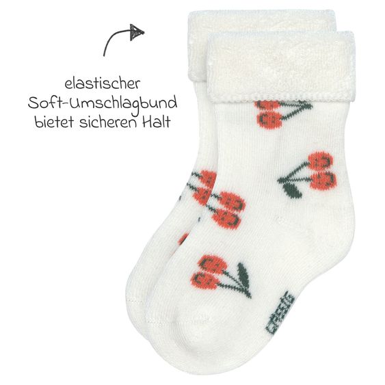 Lässig Terry socks 3-pack made from organic cotton - Cherry - Peach - Sizes 15-18