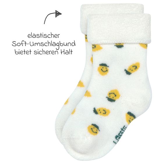 Lässig Terry socks 3-pack made from organic cotton - Lemon - Light Blue - Sizes 15-18