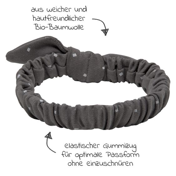 Lässig Stirnband aus Bio-Baumwolle - Striped Grey Anthracit - Gr. 4-12 Monate