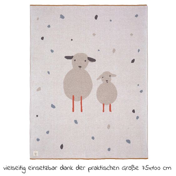 Lässig Strick-Babydecke Knitted Blanket GOTS 75 x 100 cm - Tiny Farmer - Sheep