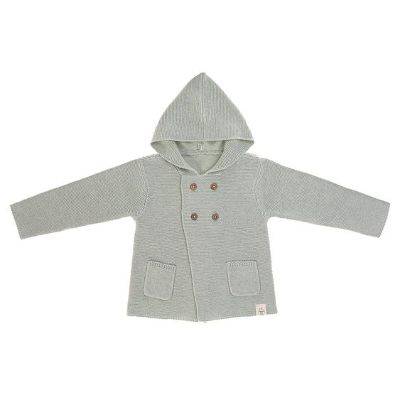 Lässig Strick-Jacke Hoodie GOTS - Garden Explorer Aqua Grey - Gr. 50/56