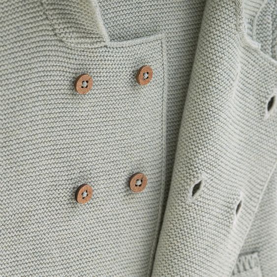 Lässig Strick-Jacke Hoodie GOTS - Garden Explorer Aqua Grey - Gr. 50/56
