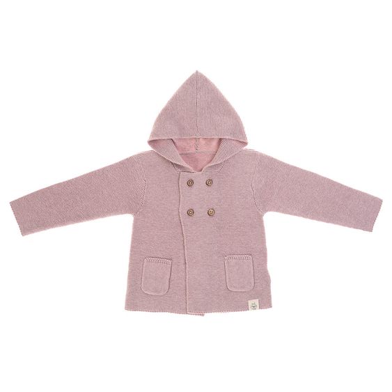 Lässig Strick-Jacke Hoodie GOTS - Garden Explorer Light Pink - Gr. 50/56