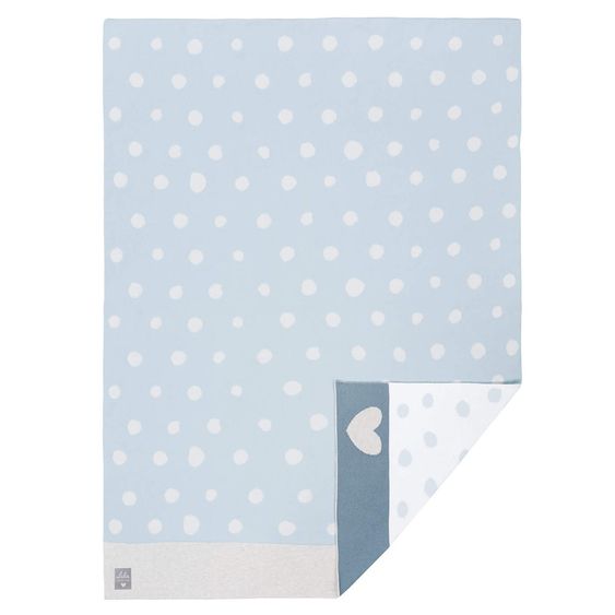 Lässig Organic cotton knitted blanket 75 x 100 cm - Dots Light Blue