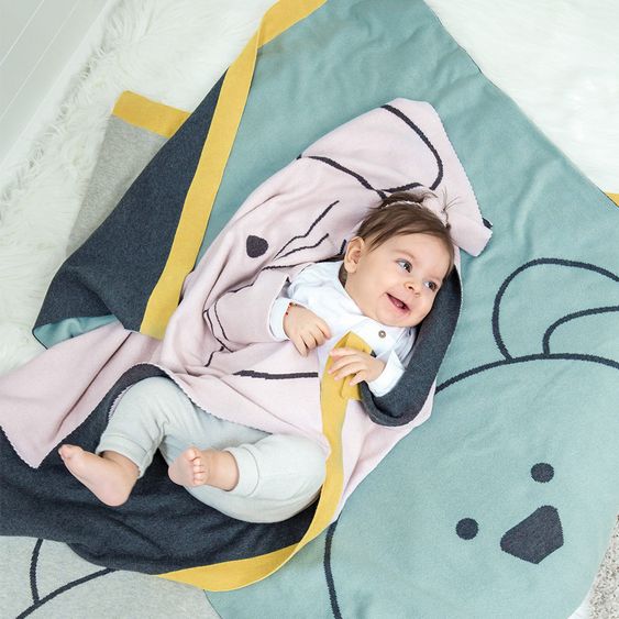 Lässig Strick-Kuscheldecke aus Bio-Baumwolle 75 x 100 cm - Little Chums Mouse