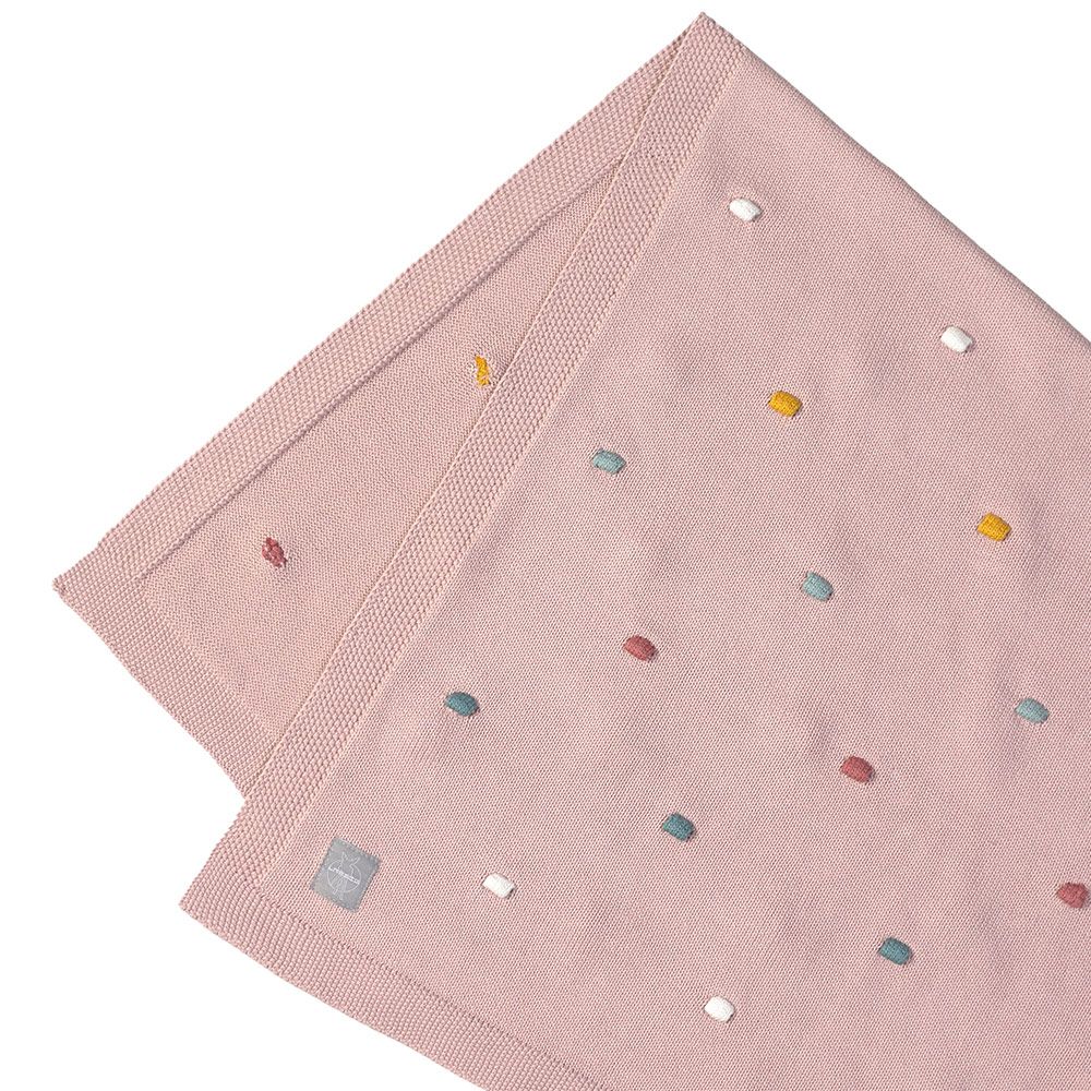 Lässig Strick-Kuscheldecke aus Bio-Baumwolle 80 x 110 cm - Dots - Dusky Pink