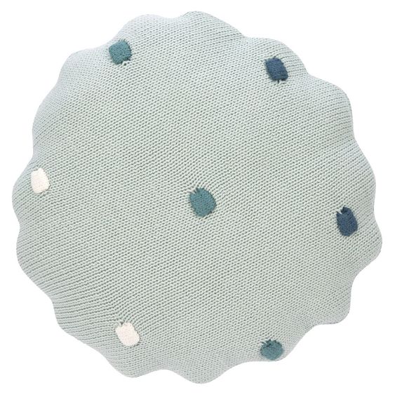 Lässig Strick-Kuschelkissen aus Bio-Baumwolle 25 x 25 cm - Dots - Light Mint