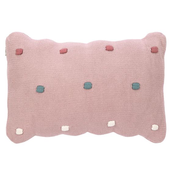 Lässig Strick-Kuschelkissen aus Bio-Baumwolle 35 x 22 cm - Dots - Dusky Pink