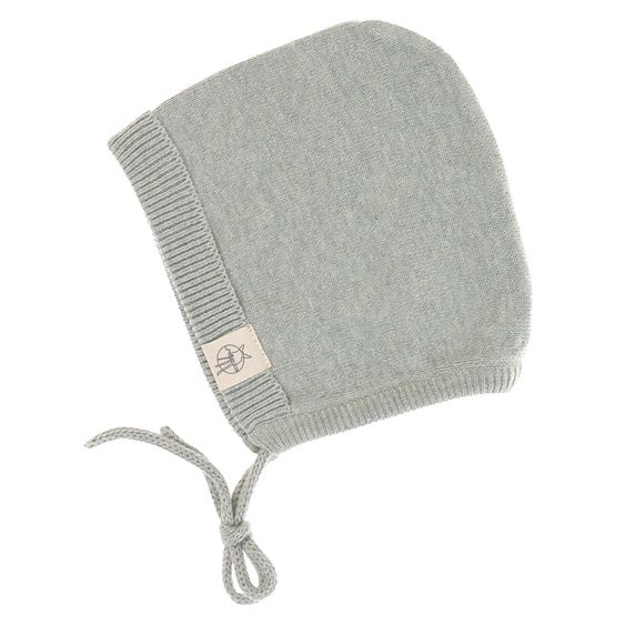 Lässig Strick-Mütze GOTS zum Binden - Garden Explorer Aqua Grey - Gr. 50/56