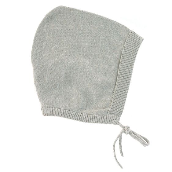 Lässig Strick-Mütze GOTS zum Binden - Garden Explorer Aqua Grey - Gr. 50/56