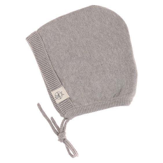Lässig Strick-Mütze GOTS zum Binden - Garden Explorer Grey - Gr. 50/56