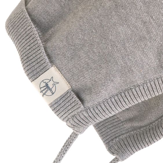 Lässig Strick-Mütze GOTS zum Binden - Garden Explorer Grey - Gr. 50/56