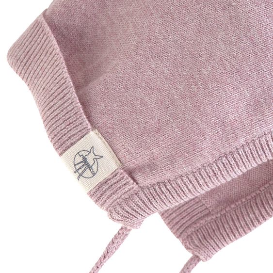 Lässig Strick-Mütze GOTS zum Binden - Garden Explorer Light Pink - Gr. 50/56