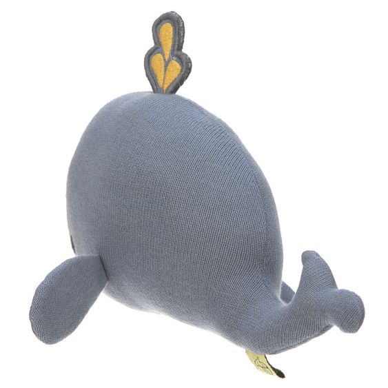 Lässig Strick-Spieltier aus Bio-Baumwolle - mit Rassel & Knisterpapier - Little Water Whale